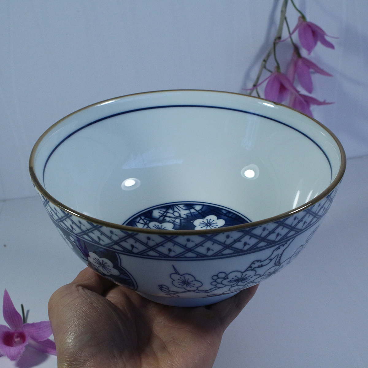 Tô bún phở họa tiết "hoa đào" bát đĩa sứ-bộ bát tràng cao cấp hàng canh sale