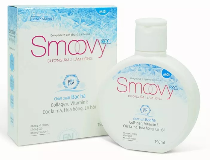 Dung dịch vệ sinh phụ nữ Smoovy Cool xanh dưỡng ẩm và làm hồng siêu mát lạnh 150ml