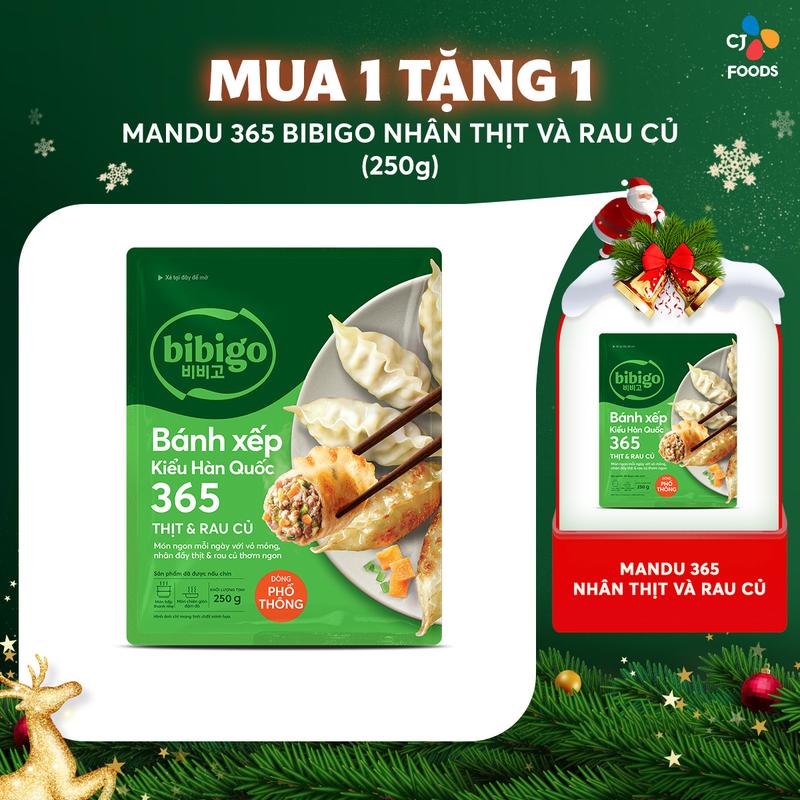   Mua 1 tặng 1  Bánh xếp Mandu Bibigo 365 Thịt và Rau củ Gói 250g 