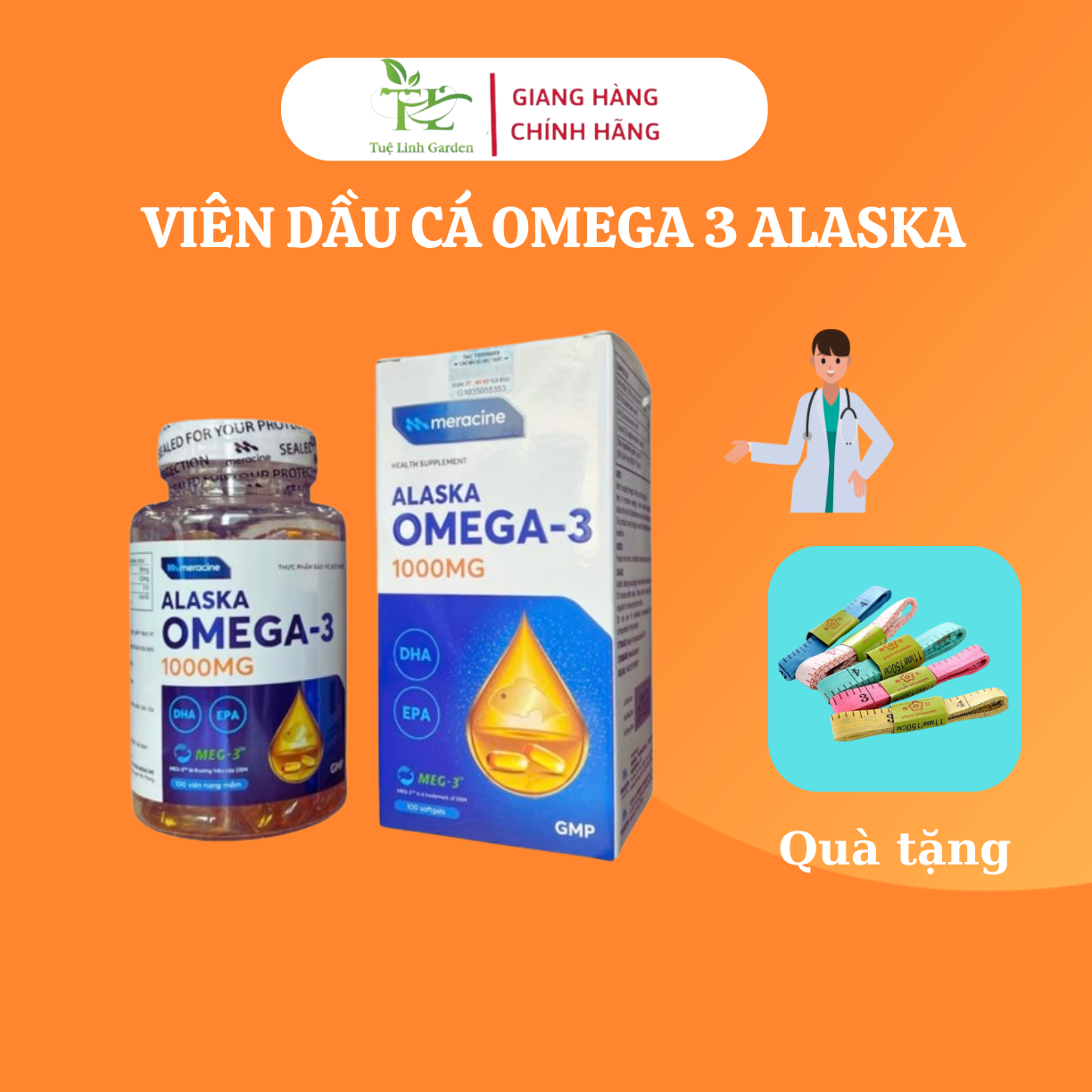 Viên uống dầu cá Omega 3 Alaska tăng cường thị lực cho người lớn và trẻ nhỏ lọ 100 viên