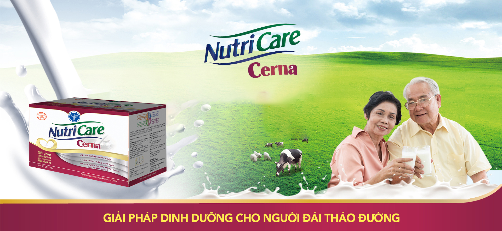 Sữa Dinh Dưỡng Cho Bệnh Nhân Tiểu Đường NutriCare Cerna Hộp 10 gói 33g gói