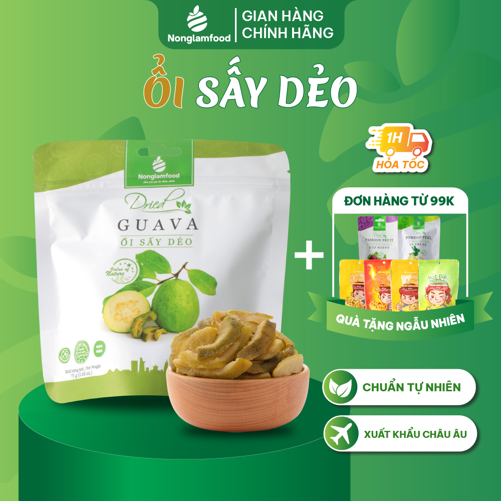 Ổi Sấy Dẻo Nonglamfood Gói 75g | Ăn vặt tốt cho sức khỏe | Healthy Snack | Ăn vặt văn phòng | Ăn vặt nổi tiếng Sài Gòn | Trái cây sấy dẻo dinh dưỡng ăn liền | Ăn vặt giảm cân & giữ dáng | Ăn vặt đẹp da | Ăn vặt xế chiều