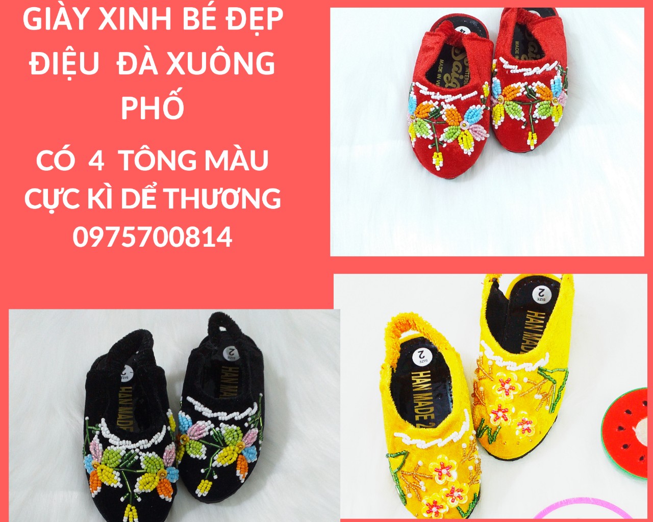 Hài nhung thêu màu đen mềm mại cho bé