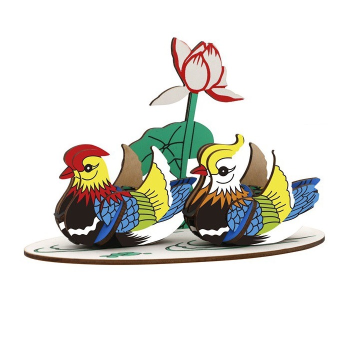 Đồ chơi gỗ lắp ghép 3D- mô hình đôi uyên ương mandarin duck - cắt laser