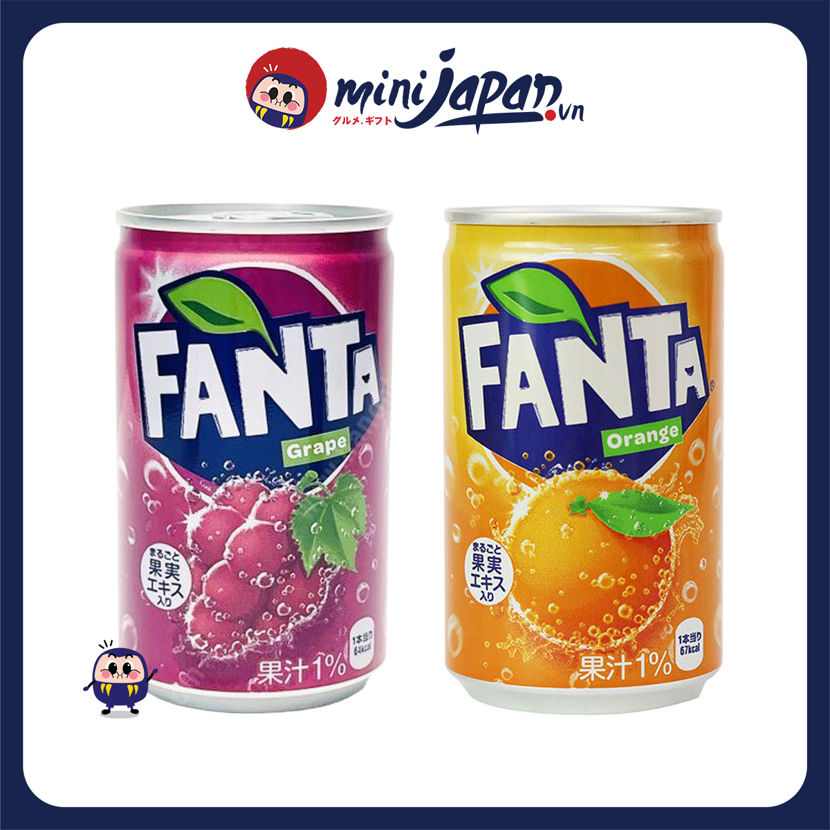 Nước ngọt giải khát có ga fanta mini 160 ml vị cam nho tím hàng nội địa Nhật Bản