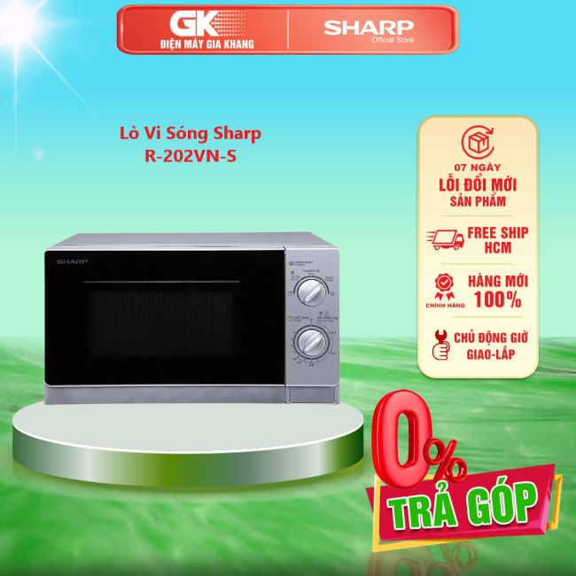 Lò vi sóng sharp r-202vn-s - bạc - giao toàn quốc - freeship hcm