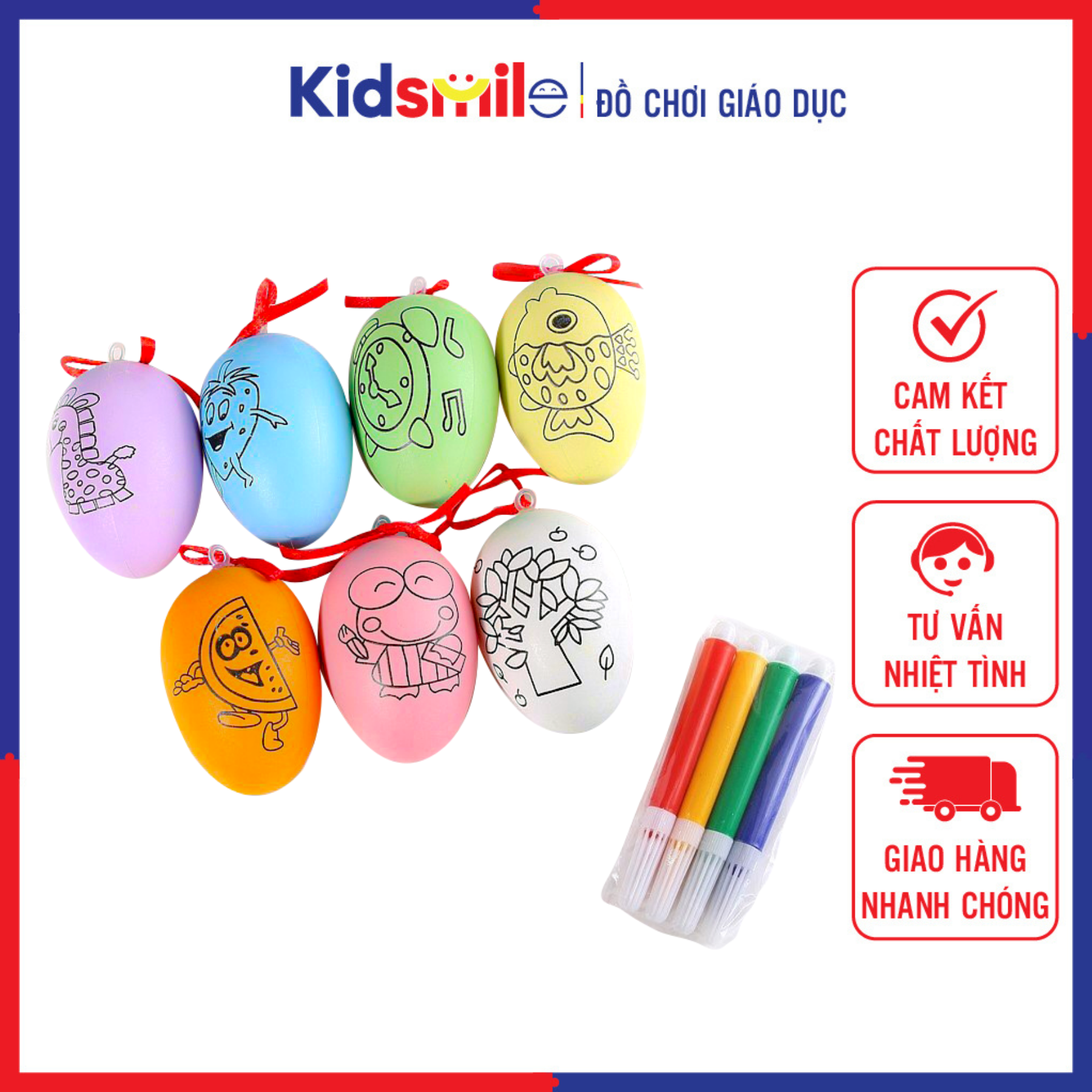 Đồ chơi vẽ và tô màu trứng kèm 4 bút dạ cho trẻ em từ 3 tuổi trở lên sáng tạo và phát triển năng khiếu mỹ thuật