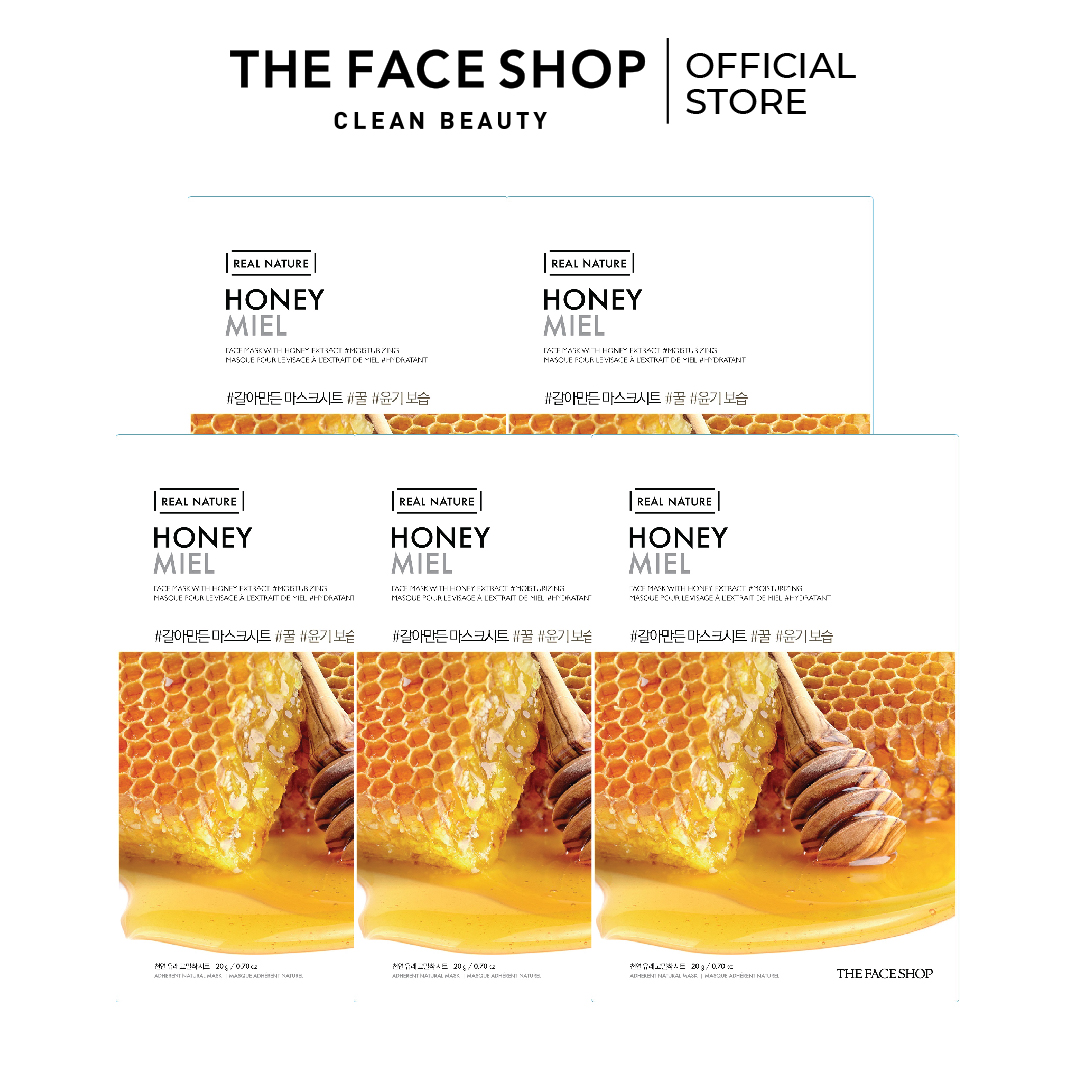 Combo 5 mặt nạ cung cấp nước the face shop real nature mask sheet honey 20g