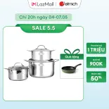 (SALE 5.5)Bộ nồi inox 3 lớp đáy liền Elmich 2103OL size 18,20,26cm