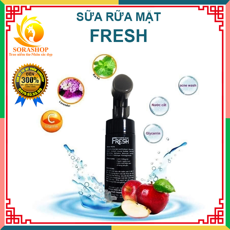Sữa Rữa Mặt Fresh, Sữa Rửa Mặt Trắng Da, Ngừa Mụn, làm mờ thâm sẹo, kháng khuẩn, 150ml