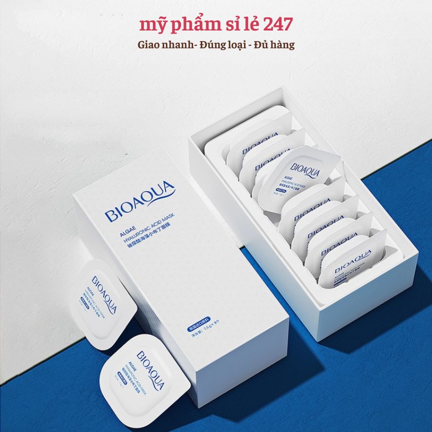 Mặt nạ đất sét cho da dầu mụn bioaqua hộp 8 miếng tinh chất rong biển, làm trắng da mặt, làm sạch dầu, mụn đầu đen myphamsile247 bi076