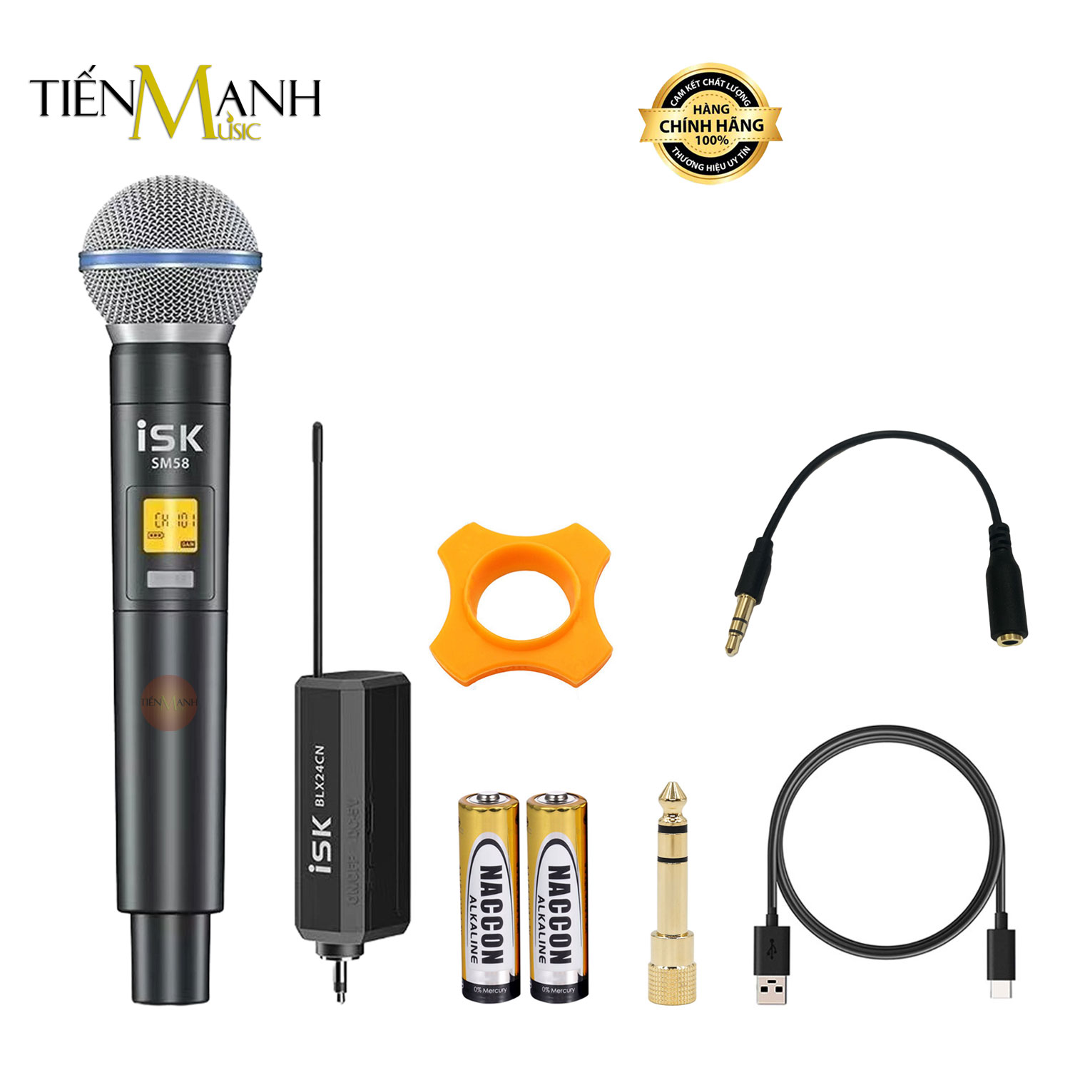 Micro wireless pin sạc isk blx24cn sm58 - mic cầm tay vocal audio microphone karaoke blx24