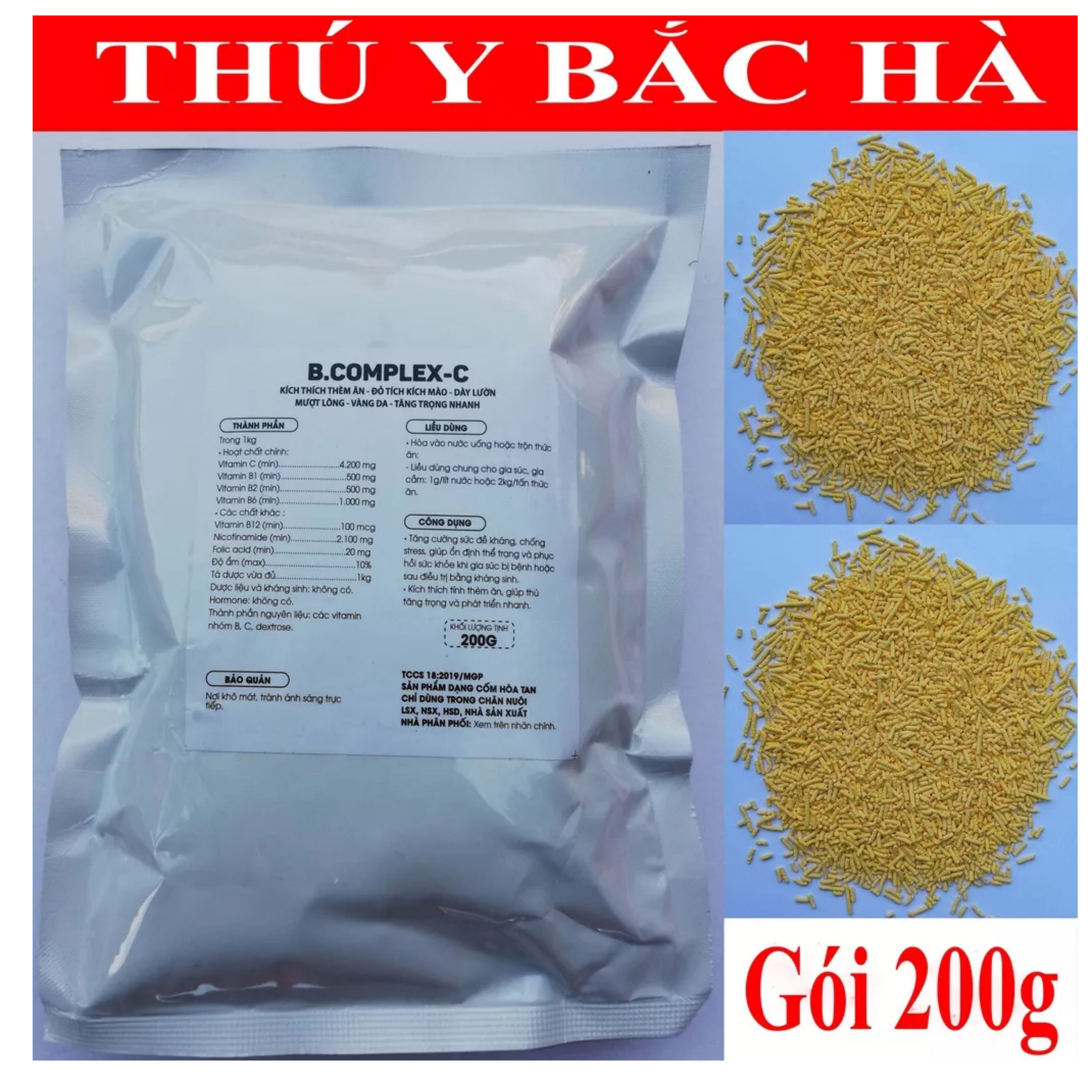 1 gói cốm B.COMPLEX-C 200g KÍCH THÍCH THÈM ĂN - ĐỎ TÍCH KÍCH MÀO - TĂNG TRỌNG NHANH - PHÁT TRIỂN NHANH SẢN PHẨM Ở DẠNG CỐM HÒA TAN