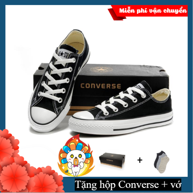 Giày thể thao nam nữ CV Classisc cổ thấp màu đen đế trắng - Giày sneaker nam nữ - Giày thể thao cổ thấp