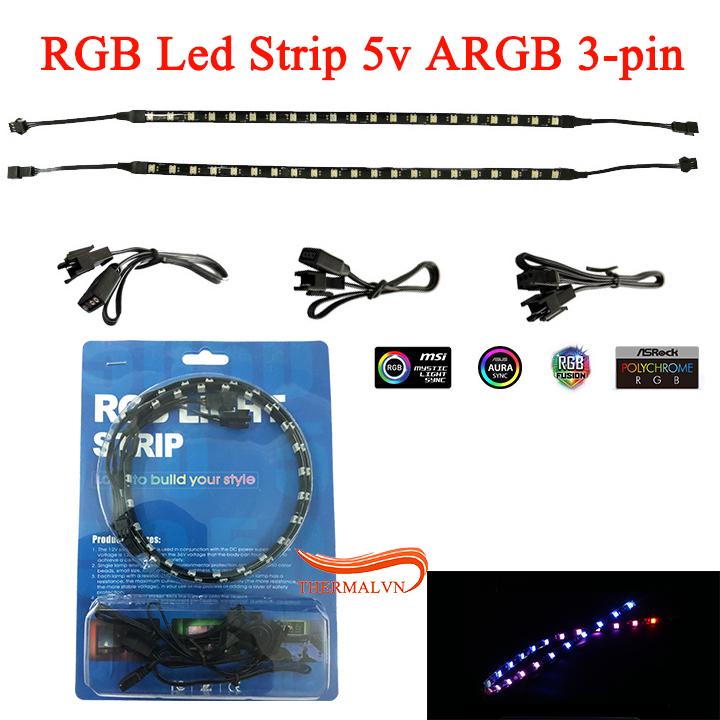 Dây led rgb 5v ARGB Led Strip máy tính (Bộ 2 dây) - 21 bóng led rực rỡ