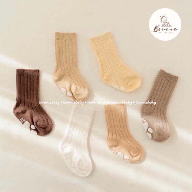 Set 5 Tất cao cổ/ Tất bắp chân chống trơn trượt Baby Hàn Quốc cho bé