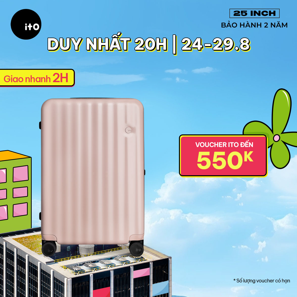 Vali ký gửi ito classic wave 25-inch hard shell với khóa tsa