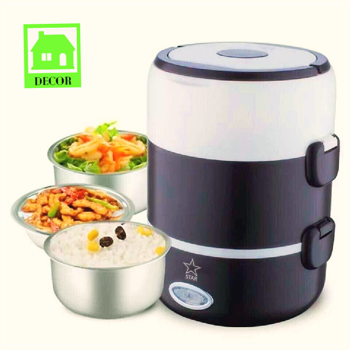Cặp lồng cơm hâm nóng 3 tầng làm nóng nhanh, Ca men công nghệ vi áp 3 chiều; Hộp cơm văn phòng giữ nhiệt gọn nhẹ, tiện lợi; Hộp cơm hâm nóng; Hộp đựng cơm cắm điện khay inox cao cấp LÀM NÓNG NHANH; Cà mèn giữ nhiệt TIỆN LỢI