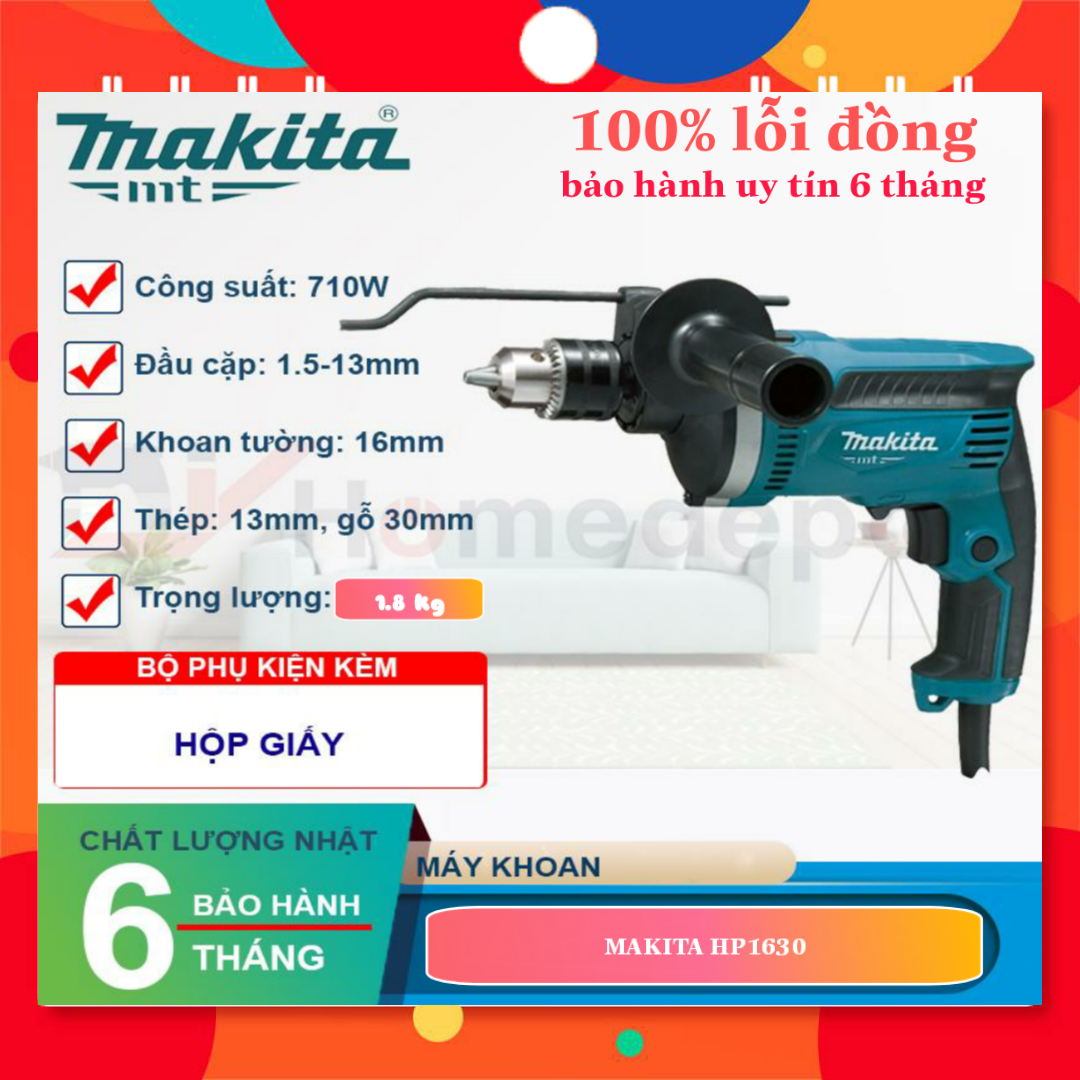 [HCM]Máy Khoan Makita Cầm Tay Chính Hãng  Mua Ngay Máy Khoan Búa cầm Tay tốc độ Cao Hp1630 - 16Mm Bền Bỉ Vận Hành Êm Ái Giúp Người Dùng Thao Tác An Toàn Dễ Dàng Và Nhanh Chóng BH 12 tháng TẠI SHOP KIM TƯƠI