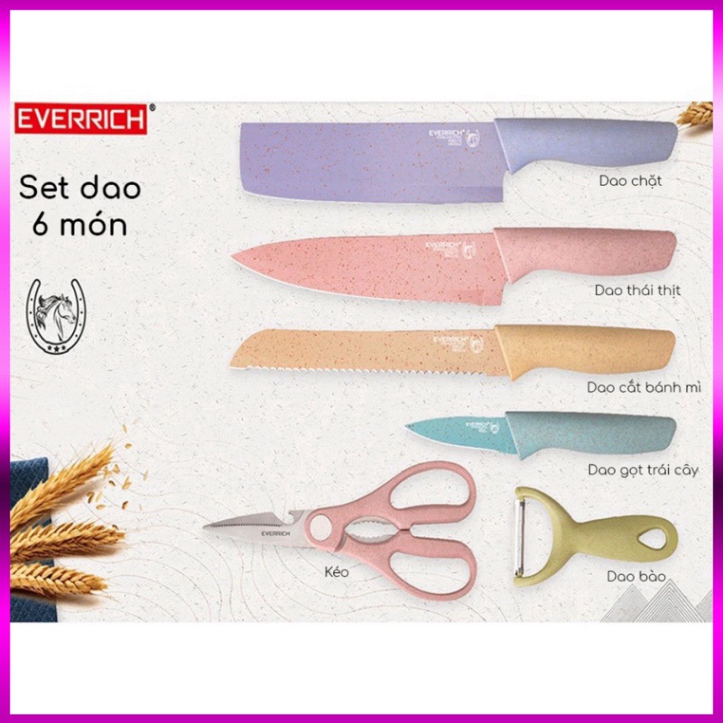 Bộ dao kéo 6 món lúa mạch được chọn mẫu sịn sò siêu sắc bén