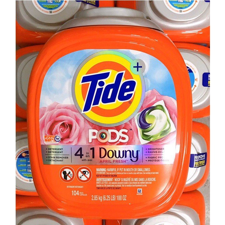 Viên giặt tide 4in1 mỹ hương downy 104 viên