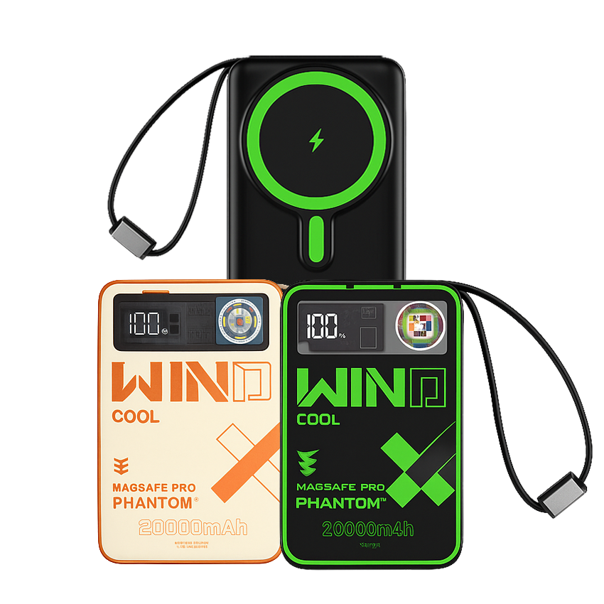   Có 3C  Pin sạc dự phòng không dây PHANTOM P62W 20000mAh Sạc Magnetic 15W TypeC   Lightning PD 22.5W Tích hợp 2 cáp Có giá đỡ Tản nhiệt - Phụ Kiện Sỉ 1986 