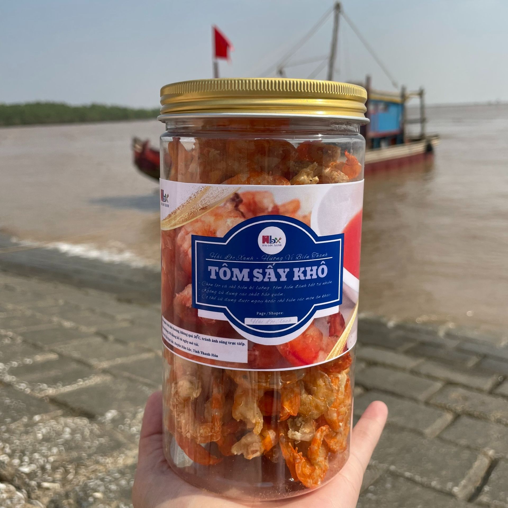 Tôm biển khô, tôm biển sấy khô, tôm khô làm quà tết, tôm khô tự nhiên , tôm khô thượng hạng - Hộp 330gr