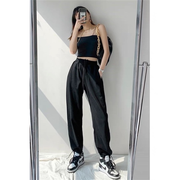 Quần jogger ống rộng bo chun len tăm nam nữ unisex