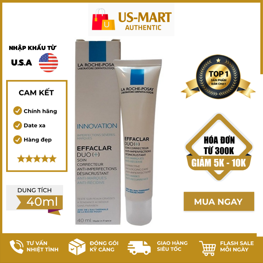 [HCM]Kem Hỗ Trợ Giảm Mụn La Ro che - Po.say Effaclar Duo+