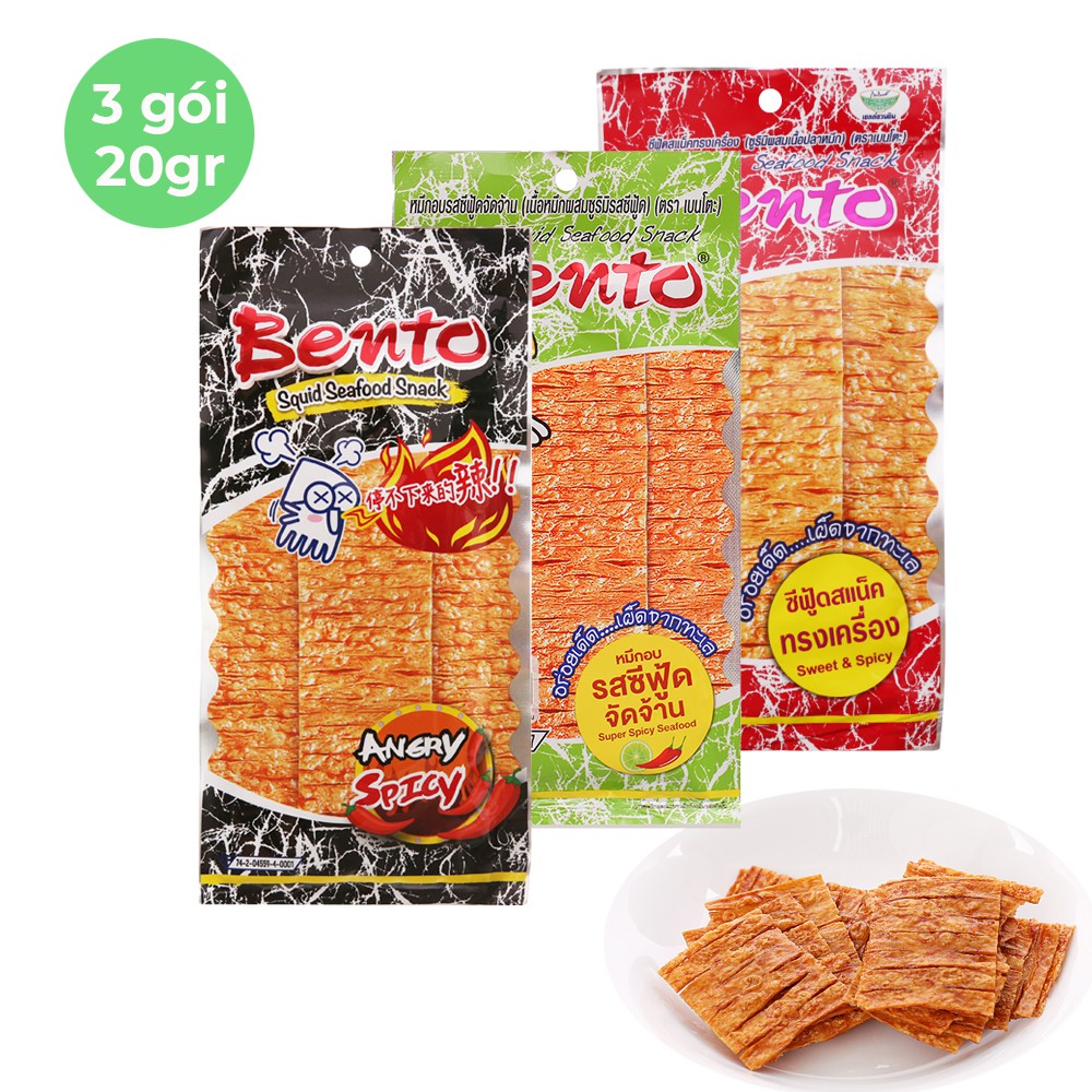 [Tết 2022]Combo 03 túi x 20g Snack mực tẩm gia vị cay ngọt Bento Thái Lan - Giao ngẫu nhiên - đồ ăn vặt