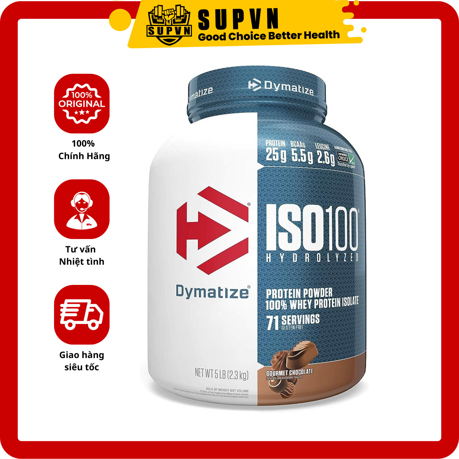 Iso 100 Dymatize 5Lbs Sữa tăng cơ Whey Protein Dymatize Iso100 2.3kg
