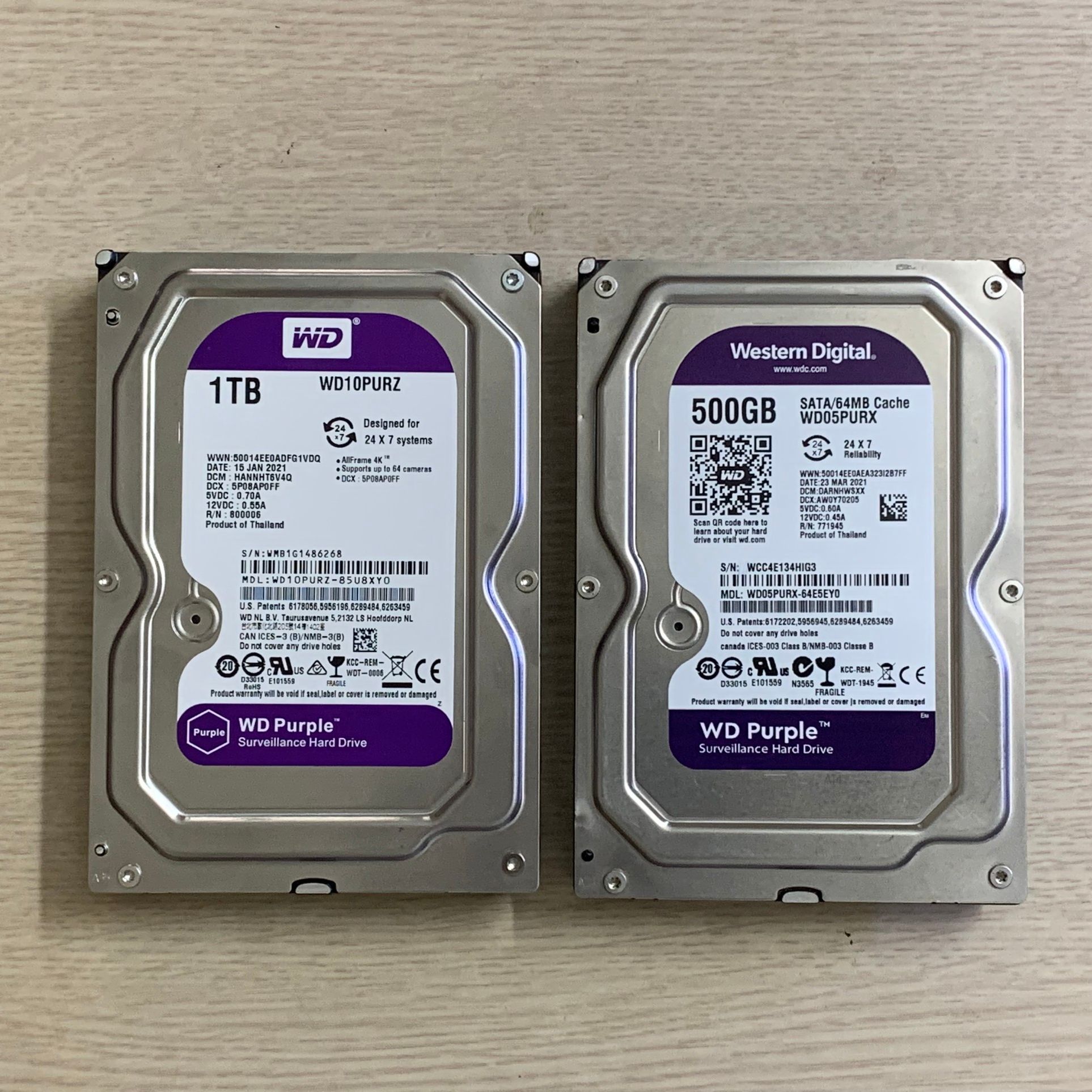 Ổ Cứng HDD 500Gb - 1TB Western Purple (Tím) , Seagate Dùng Cho Máy Tính Bàn Và Camera bảo hành 1 năm
