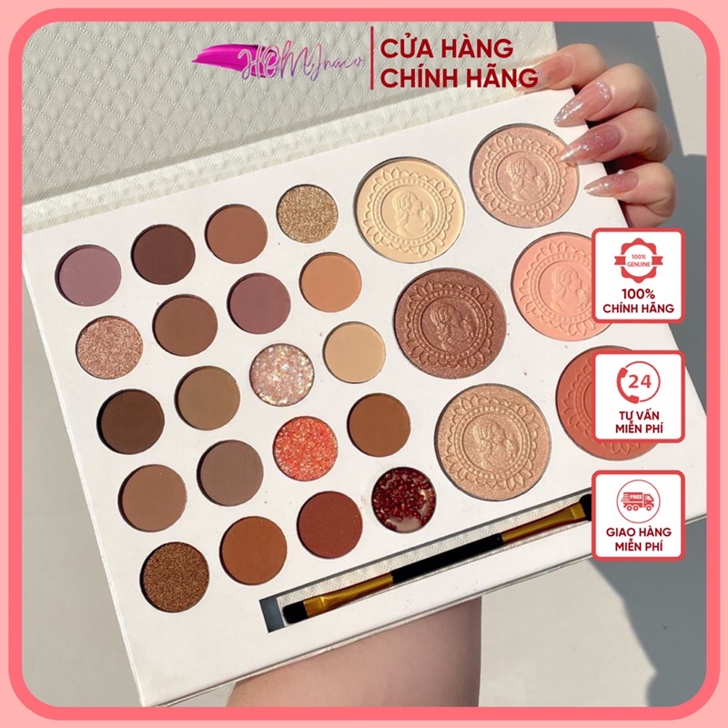Bảng phấn mắt 26 ô màu FRANK Color Hot Trending - Bảng phấn mắt 20 ô kèm phấn má 6 ô màu dễ đánh makeup Dikalu novo