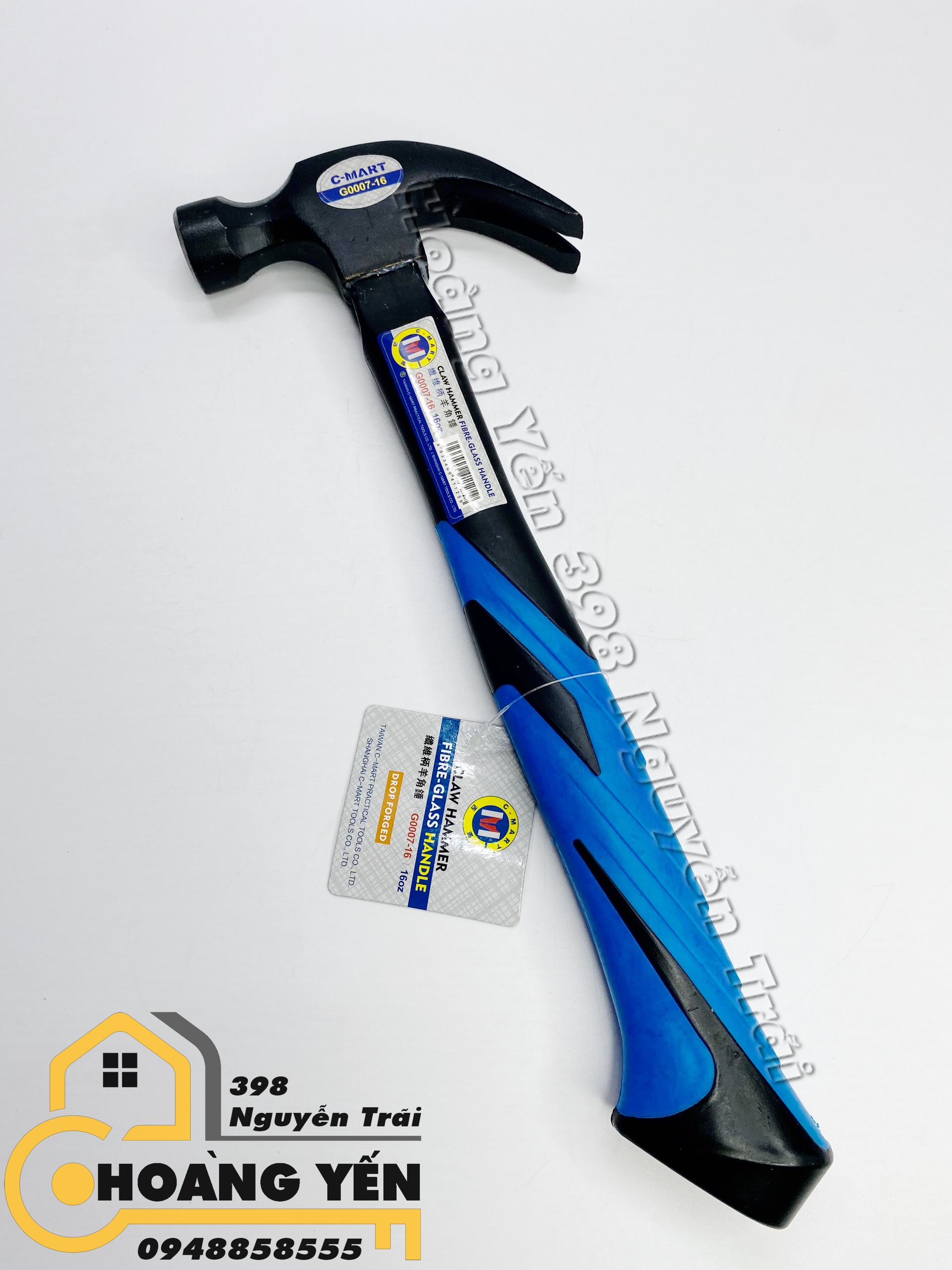 Búa nhổ đinh/ búa đóng đinh cán sợi thủy tinh C-Mart G0007-16, Búa cán liền