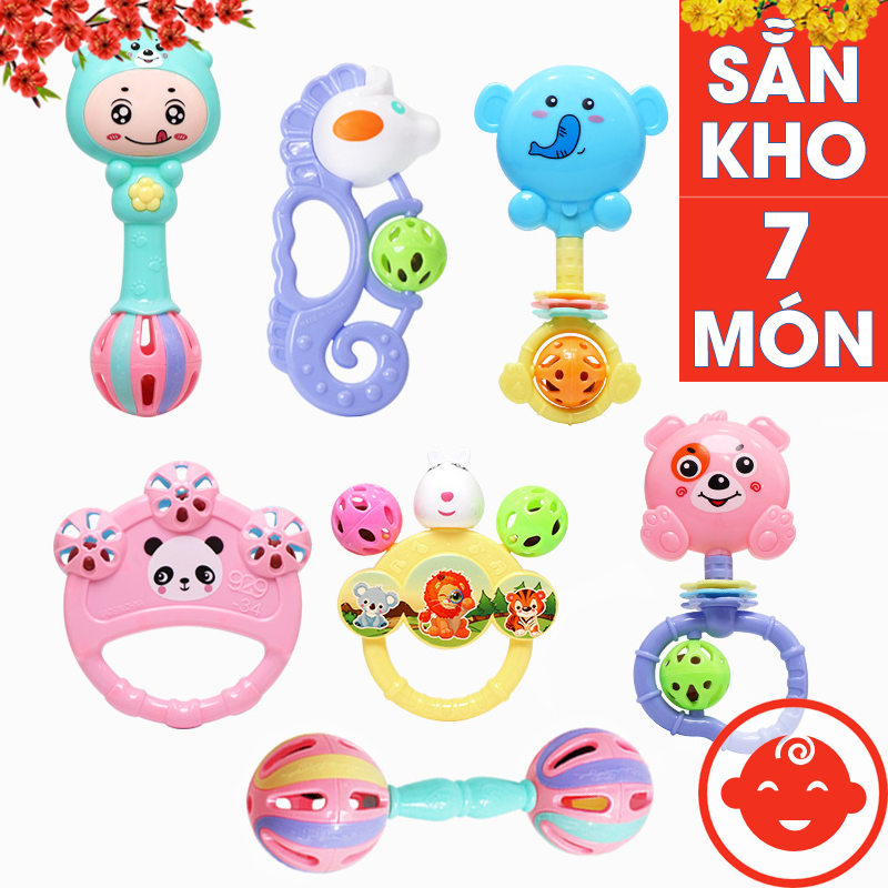 Lục lạc xúc xắc 7 món hình thú cho bé