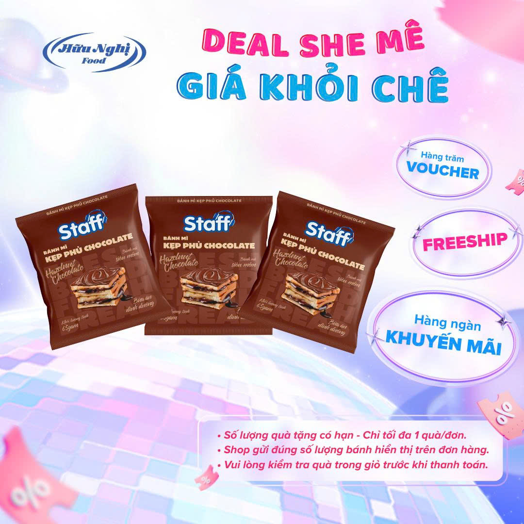 COMBO Bánh mì Staff kẹp phủ chocolate 65g