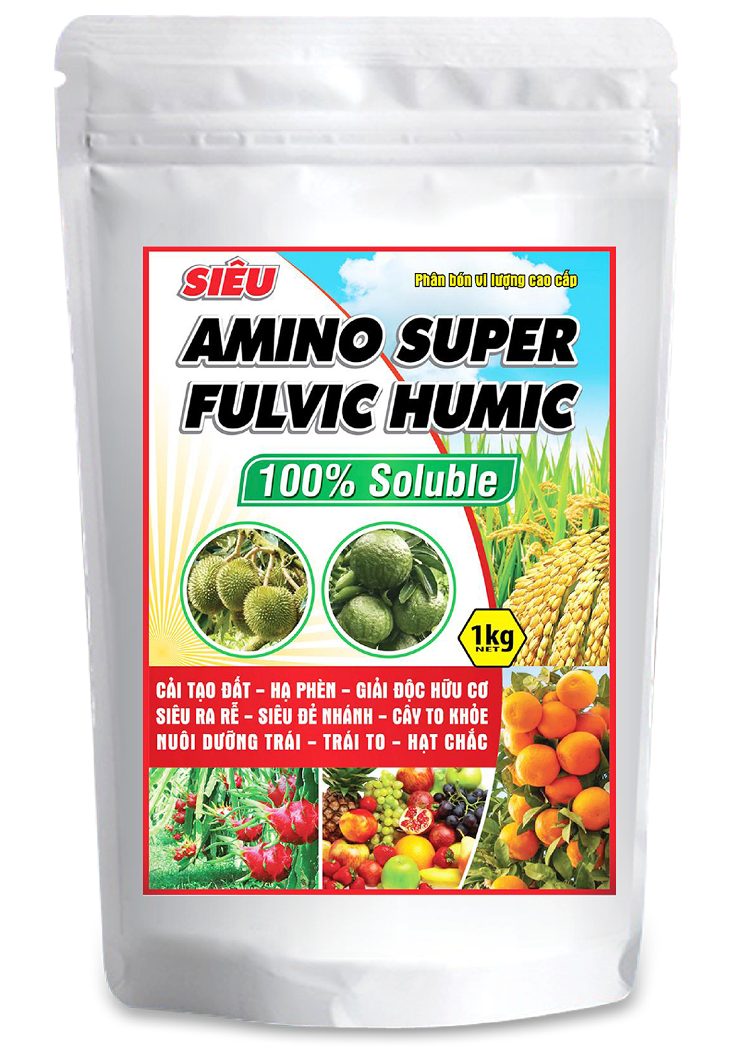 Phân bón sinh học Amino Super Fulvic Humic (1kg) - Sản phẩm thuộc Tập Đoàn Phân Bón Con Cò Vàng