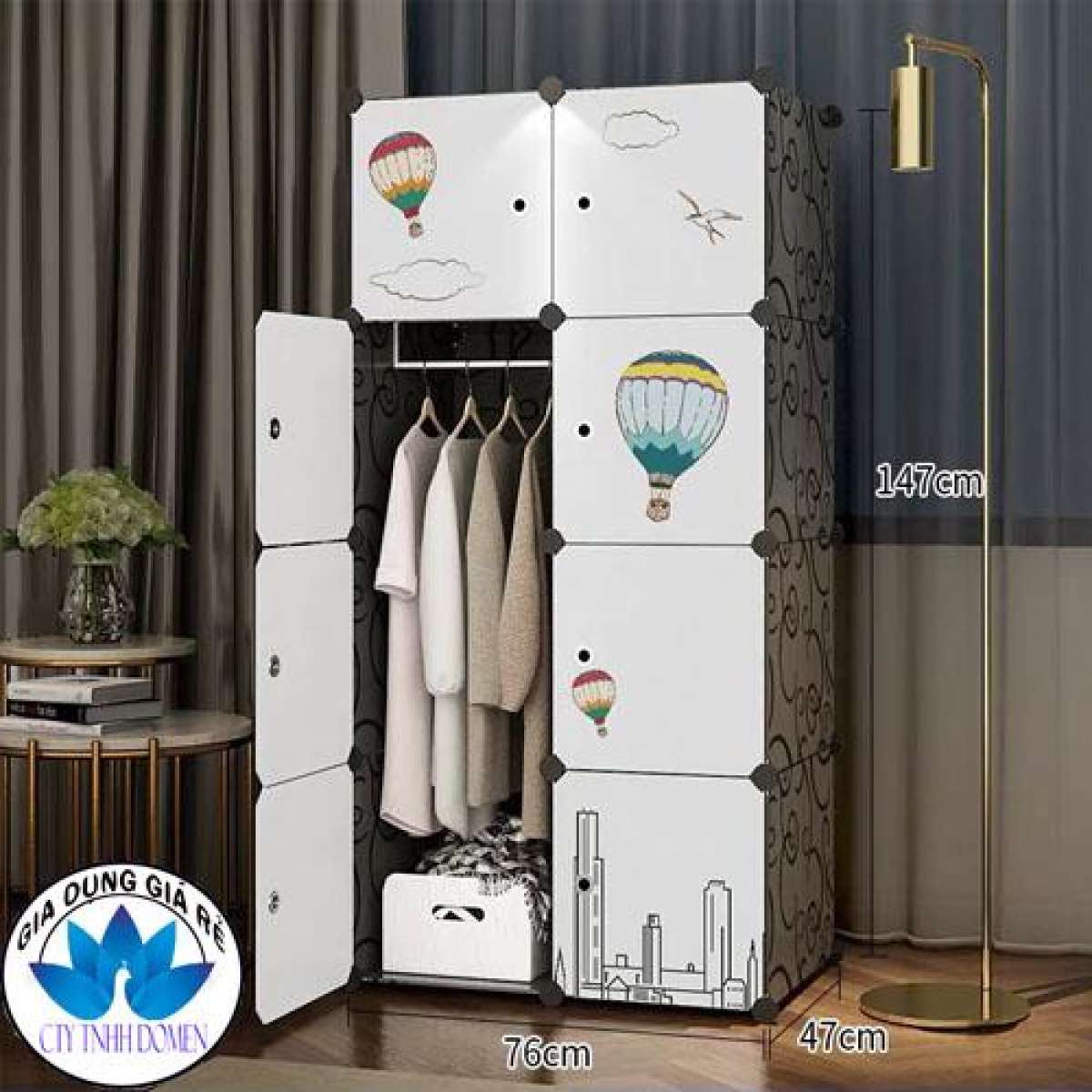 Tủ nhựa 8 ô đựng quần áo kích thước 1m5x70x47cm, nhiều mẫu lựa chọn, dễ dàng tháo lắp, tiện lợi