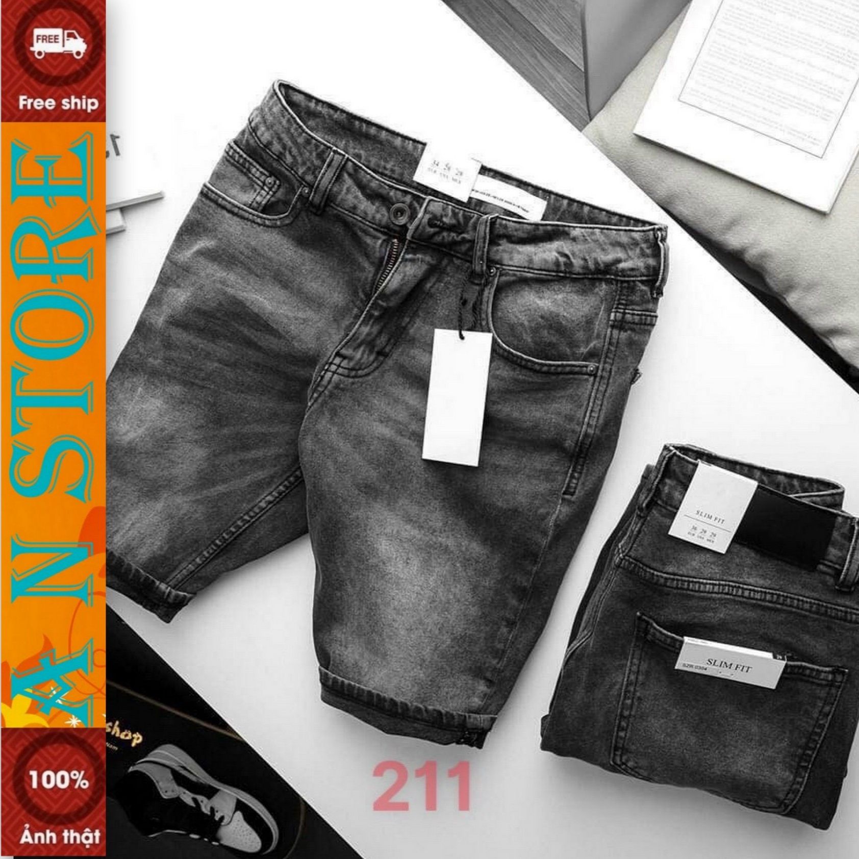 [Flash Sale 50%]quần short jean nam cao cấp hàng chuẩn shop vải jean cao cấp M211 An Nhiên Store phong cách hiện đại hàng hiệu thời trang An Nhiên Store 9999 AN052