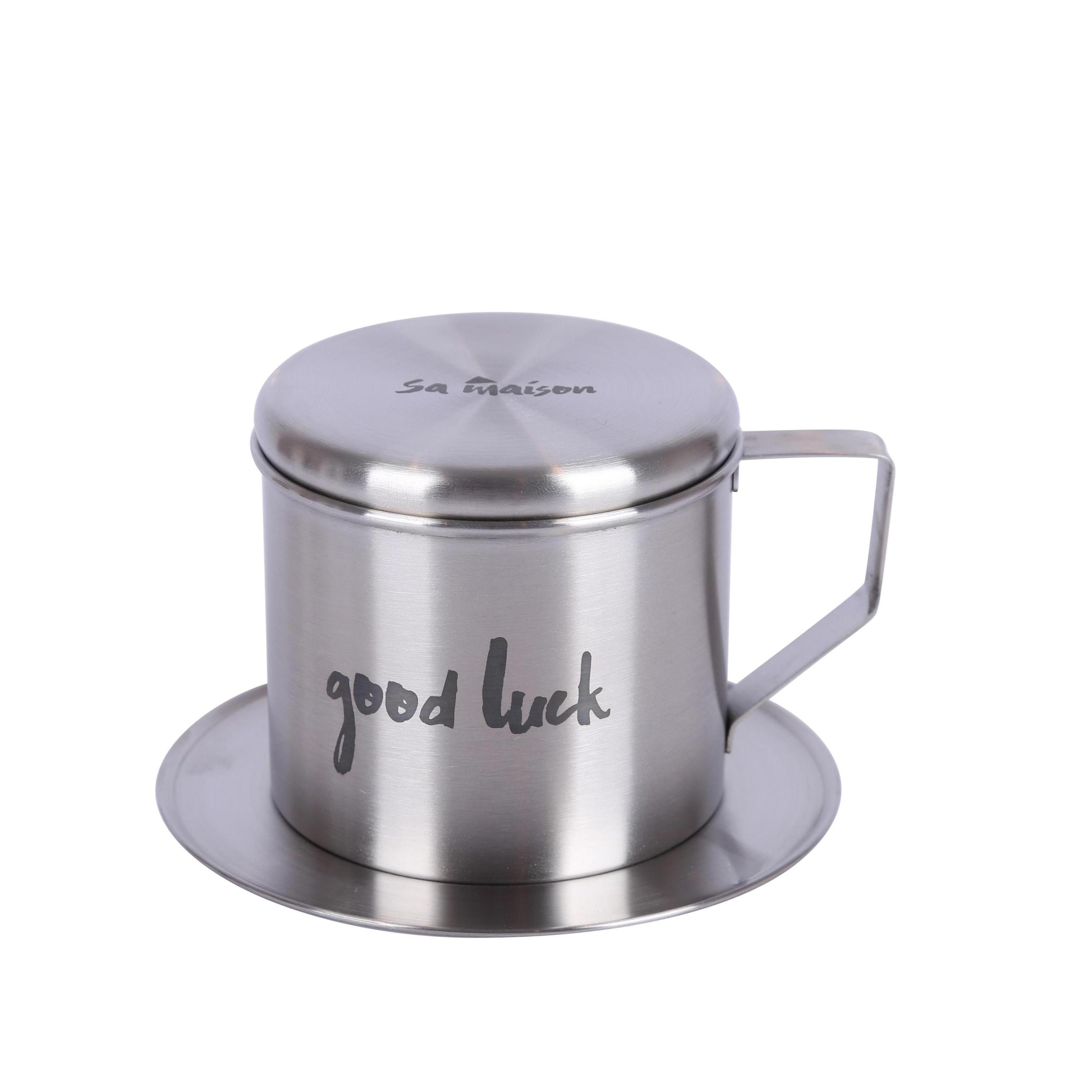 Phin café Sa Maison Good Luck, chất liệu inox không gỉ