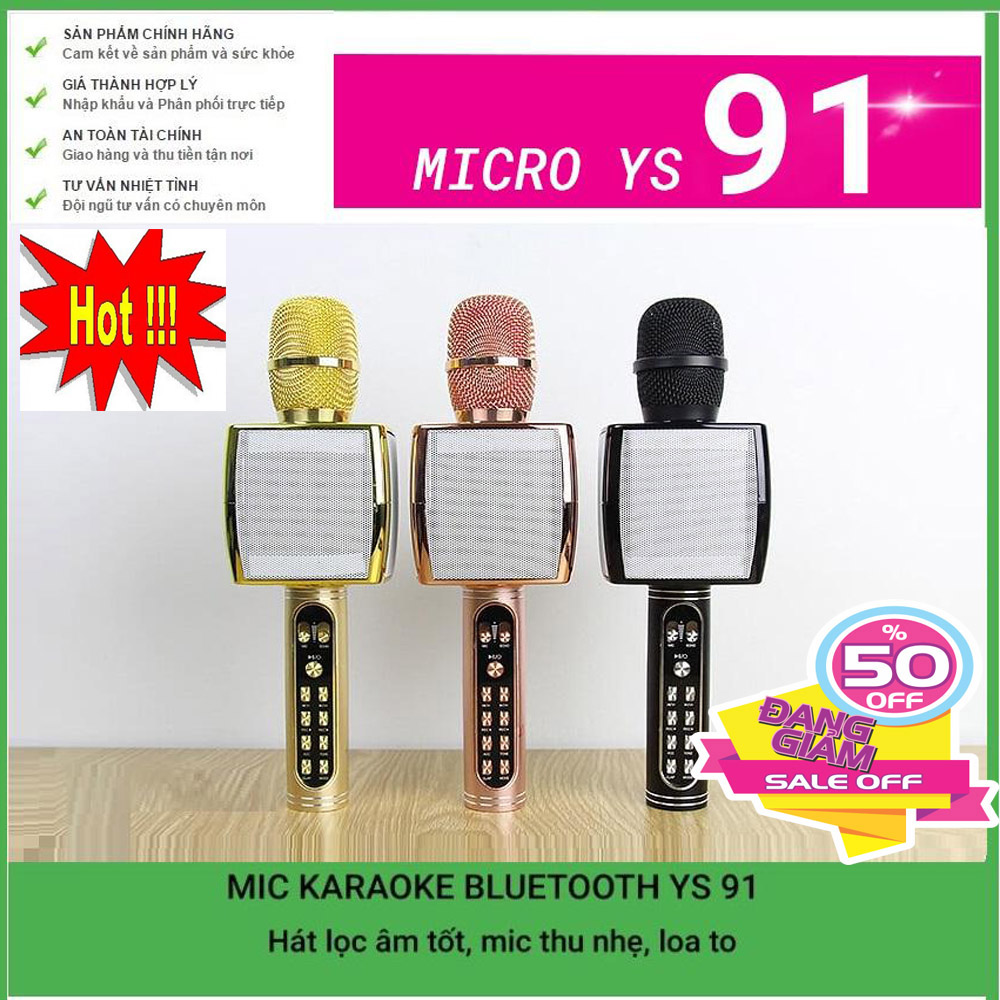[HCM](Giá Sốc Sale 50%) Micro karaoke bluetooth không dây Micro Karaoke Kèm Loa Bluetooth YS-91 Kèm Loa Bluetooth 3 Trong 1 Âm thanh Cực Đỉnh - Hát Cực Hay phiên bản mới nhất 2020