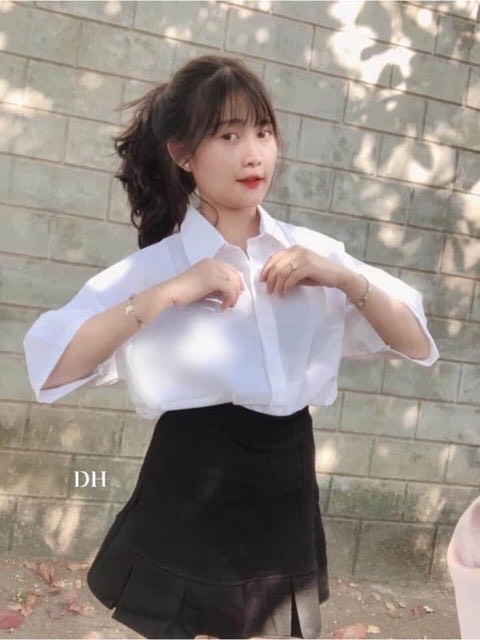 Sơ mi nữ form rộng, sơ mi nữ kiểu cá tính [ SM TRẮNG ]