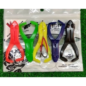 Mồi câu cá lóc ribit bộ 5 con 1 lưỡi đôi