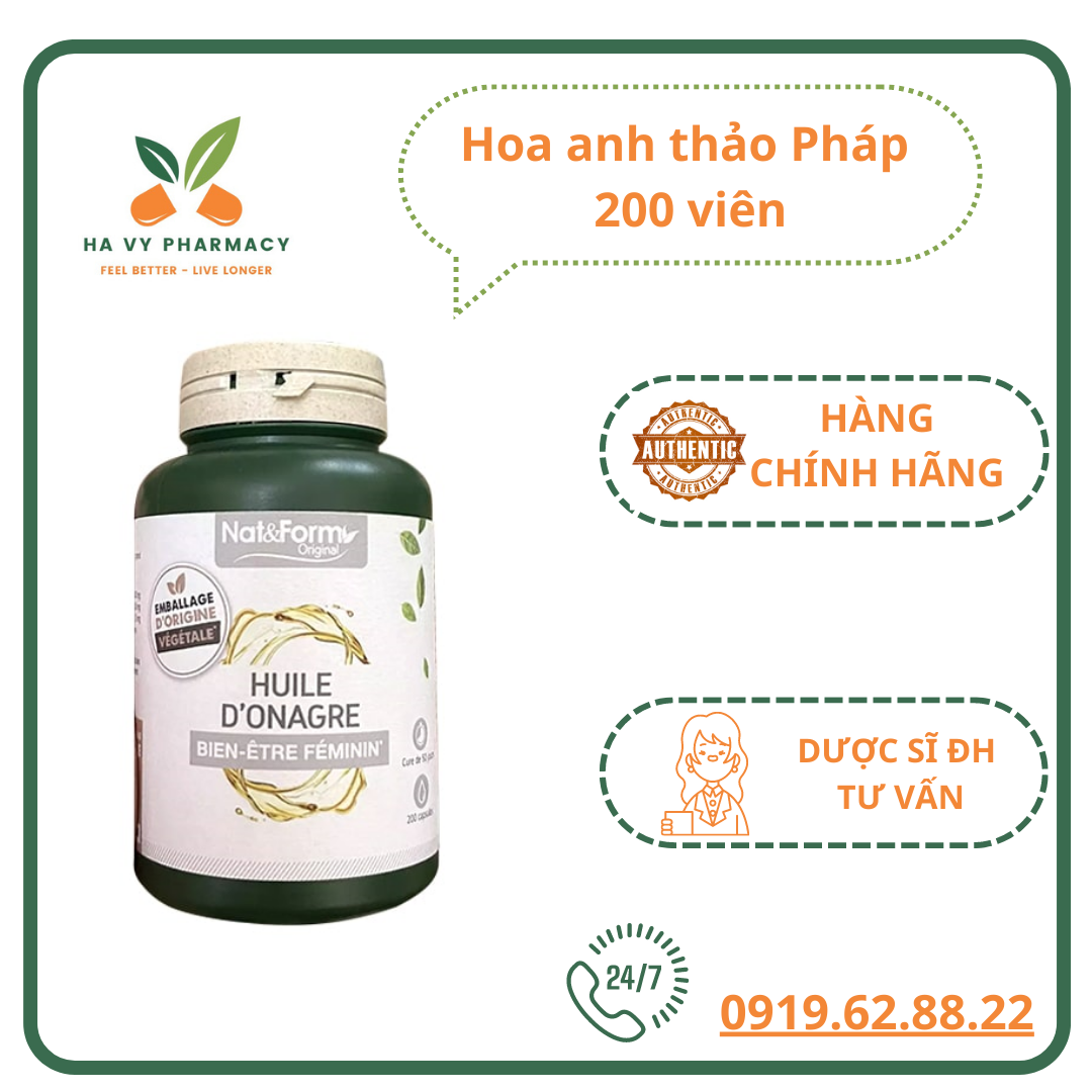 Hoa anh thảo hữu cơ pháp nat form huile onagre 1500mg lọ 200 viên