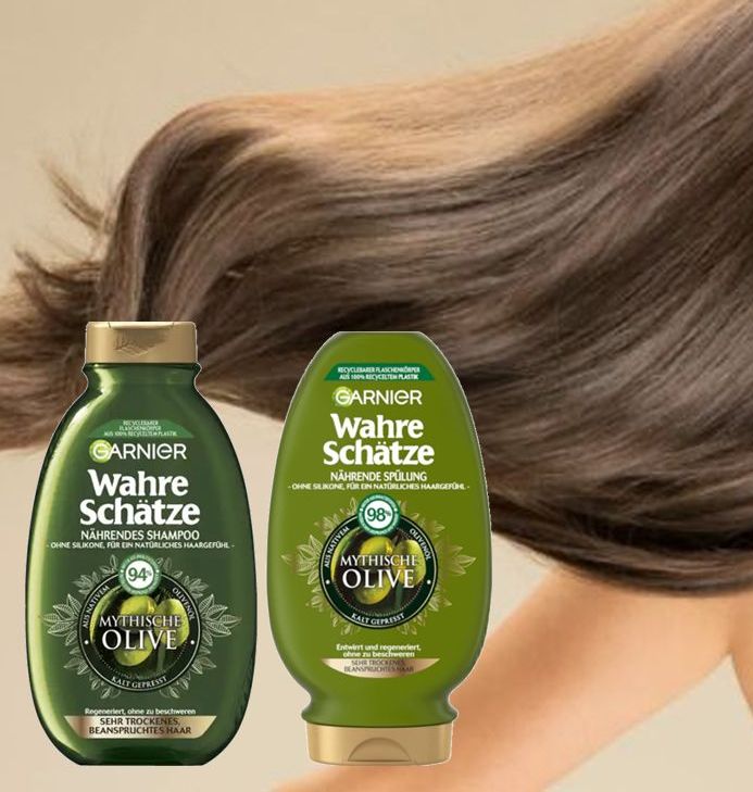 Bộ dầu gội xả tinh chất Olive Garnier Đức dưỡng mượt và phục hồi tóc khô xơ chẻ ngọn, 250ml - Hàng nội địa Đức