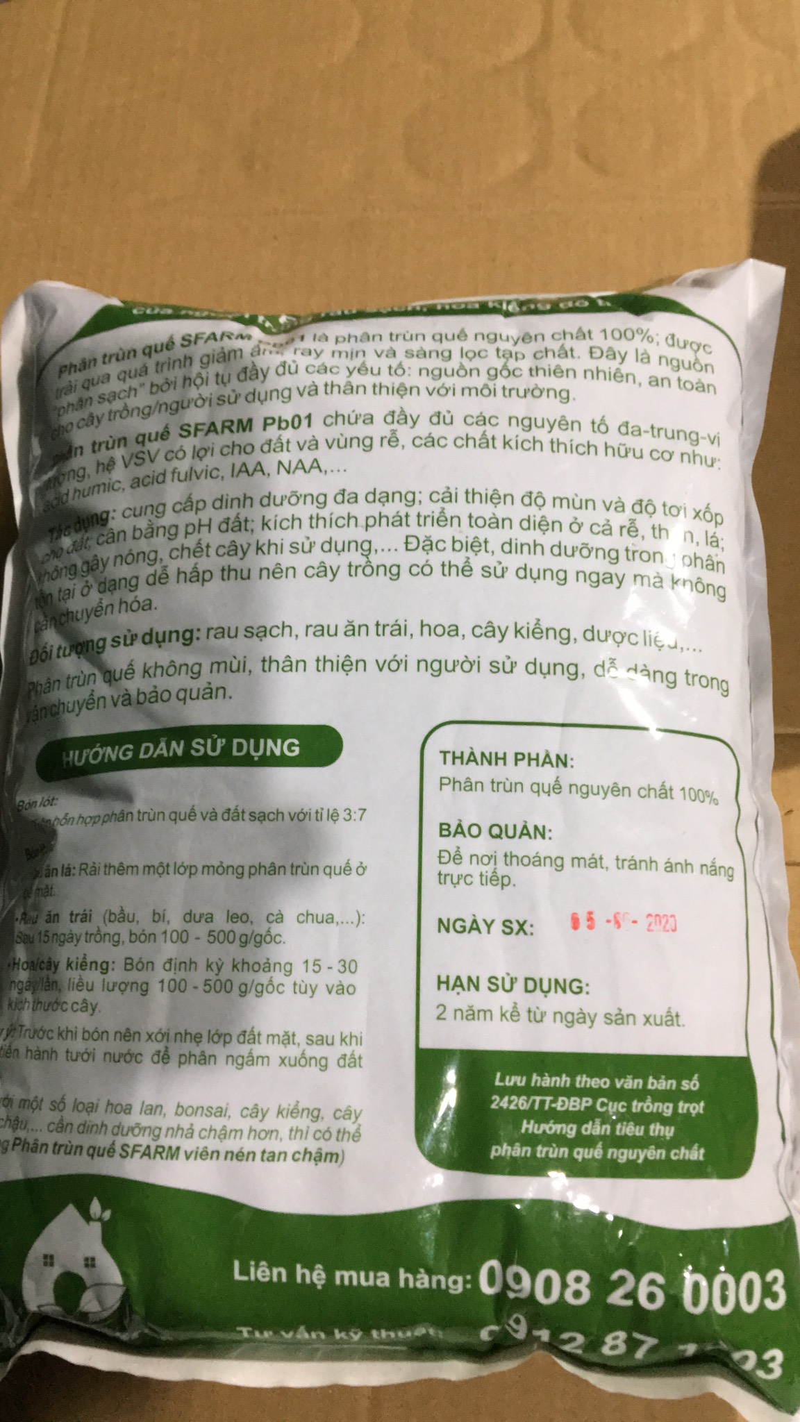 Phân trùn quế nhuyễn túi 02 kg