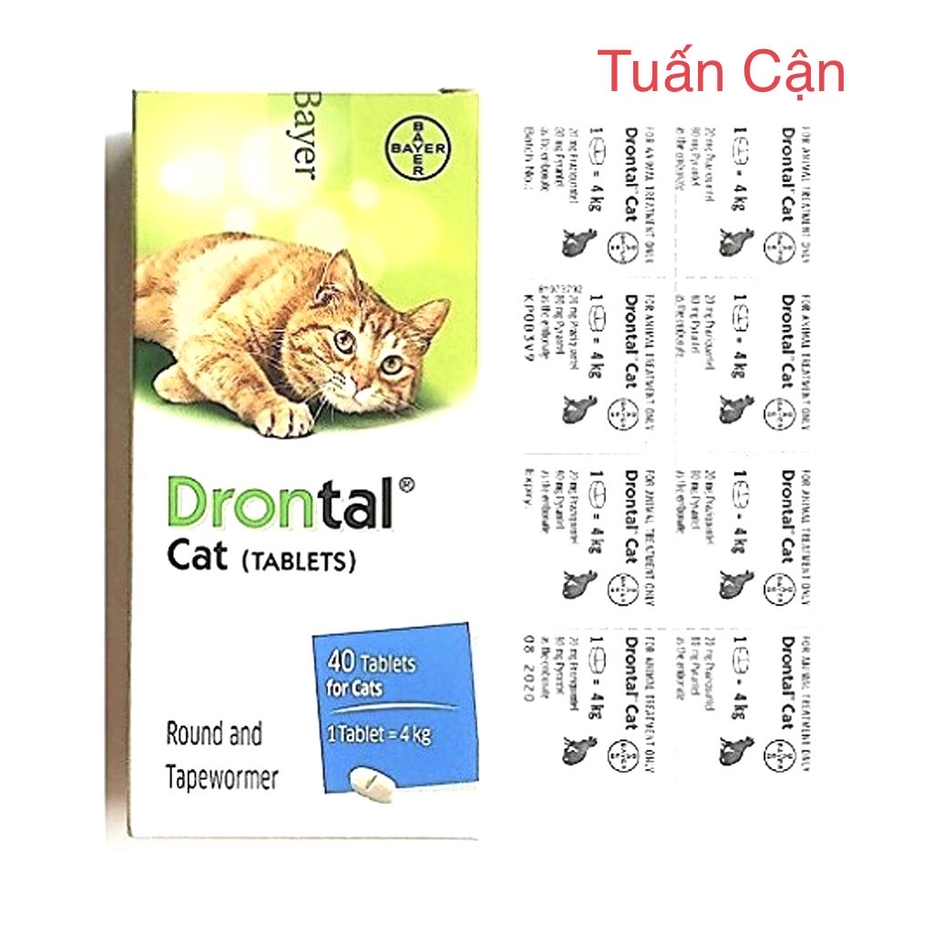 Drontal dạng viên giun đũa, giun móc, giun tóc và sán giây( Thú Y)