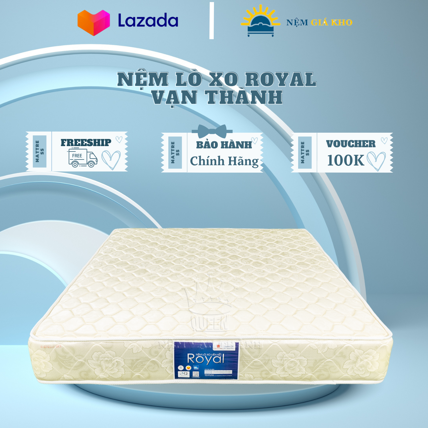 Nệm lò xo royal vạn thành tricat 2 mặt vải chống xẹp lún - chính hãng
