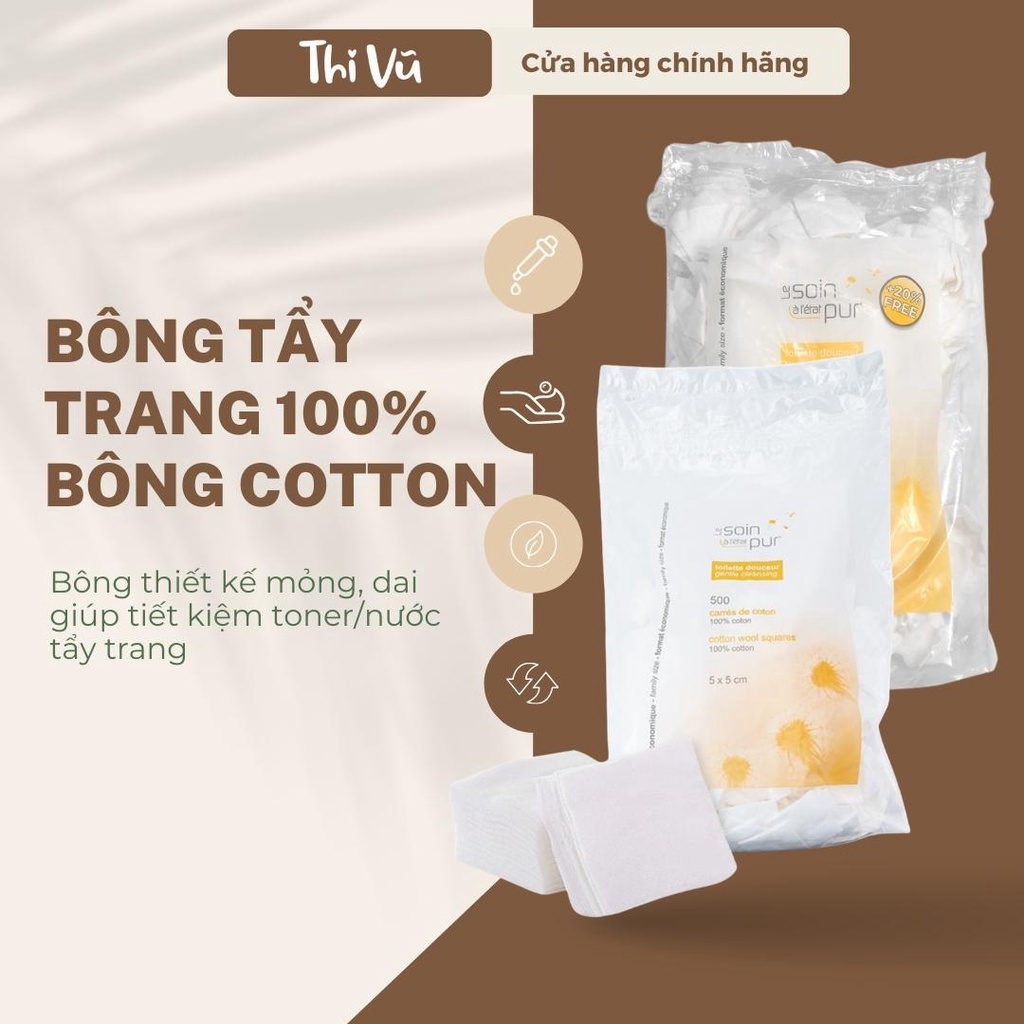 Bông tẩy trang Tetra pháp, bông tẩy trang 500 miếng, 600 miếng - Thi Vũ