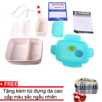 Hộp ủ cơm 3 ngăn Komasu cao cấp, cạp lồng cơm cắm điện Komasu (Tặng kèm túi đựng), hop u com 3 ngan Komasu cao cap